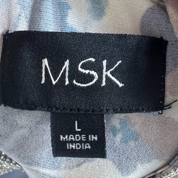 MSK Rhinestone Trim‎ Cape Overlay Dress Blue/Pink Floral Sleeveless Stretch Sz L - Picture 12 of 13